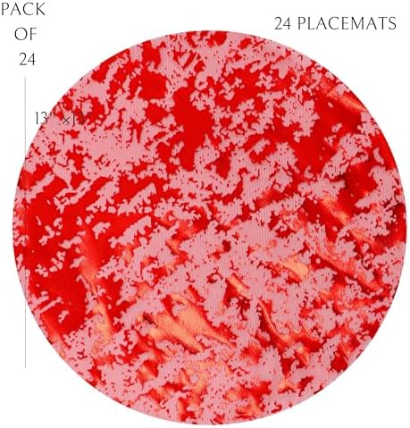 Snowkingdom 24 Pcs Red Placemats, 13 Inch Round Disposable Table Mats with Metallic Foil Mesh Glitter Design, Elegant Party Supplies for Valentine’s Day, Christmas, Wedding, Birthday Dinner Decor - Image 6
