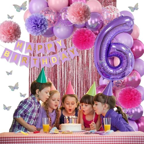 Pink Purple 6th Birthday Party Decoration for Girls Number 6 Princess Decor - Image 6
