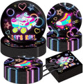 50 Guests Roller Skating Plates and Napkins Party Supplies Retro Roller Skate Party Decorations Disposable Tableware Set Let's Roll Dinnerware Favor for Boys Girls Teens Birthday, 200PCS by Qyeahkj