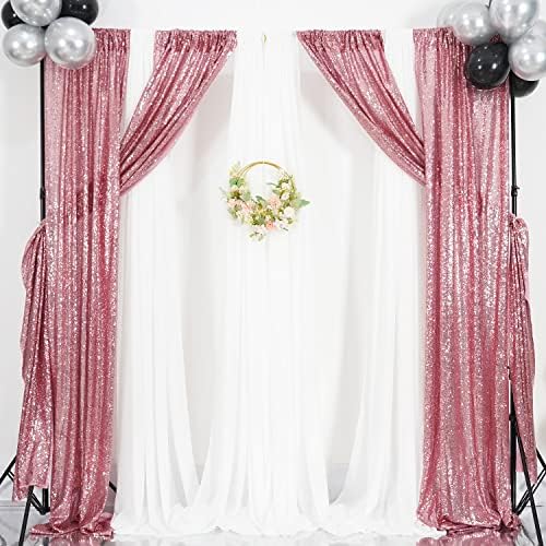 Poise3EHome Fuchsia Pink Sequin Backdrop Curtains, 2 Panels 2FTx8FT Glitter Background for Party Birthday Party Baby Shower Wedding Christmas Thanksgiving Holiday Festival Decor - Image 6