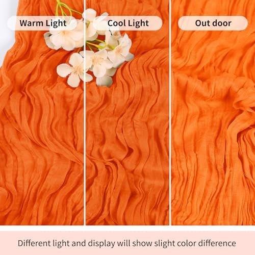 3 Pack Orange Cheesecloth Table Runner 17x108 Inch Semi Sheer Boho Gauze Cheese Cloth Fabric Table Runners Table Decor for Wedding Party Baby Shower Birthday Home Decor Garden Farmhouse - Image 7