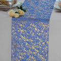 2 Pcs Royal Blue Gold Table Runner, Glitter Metallic Foil Mesh Roll 108" by Snowkingdom