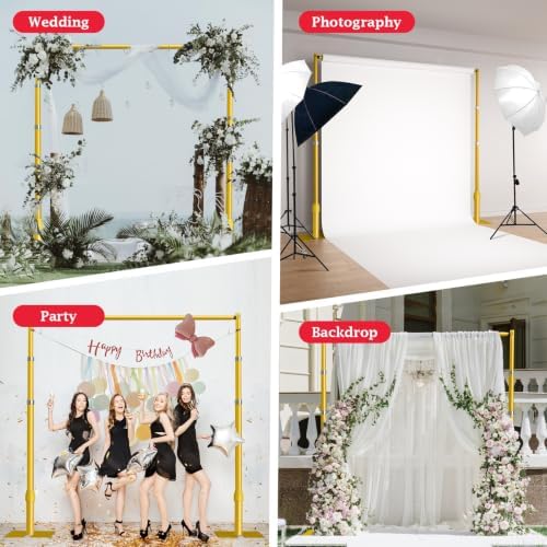 EMART 10x10ft Heavy Duty Backdrop Stand Frame with Adjustable Pipe,Gold - Image 7