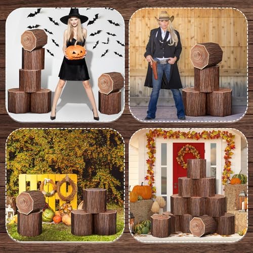 Fullhawl 12 Pcs 3D Tree Stump Boxes, Vbs Fake Wood Centerpieces - Image 6