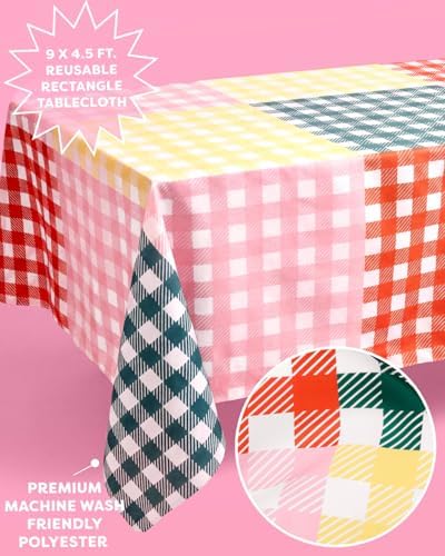xo, Fetti Gingham Checkered Fabric Tablecloth 9ft | Camp Bachelorette Party - Image 2