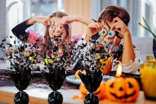 FUBININA 6 Pack Halloween Table Centerpieces Party Table Decoration Metallic Foil Spray Centerpiece Star Black Decor Indoor for Birthday Wedding Anniversary Graduation Holiday Party Supplies - Image 2