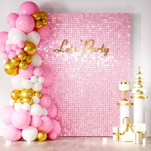 COKAOBE LiteGrid Series Shimmer Wall Backdrop - 24Pcs Baby Pink by COKAOBE