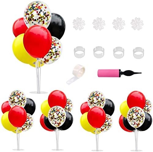 TONIFUL Mouse Birthday Table Decorations Red Yellow Black Table Centerpiece Balloons Stand Holder Kit for Mouse Theme Favor Baby Shower Kids Party Supplies by TONIFUL