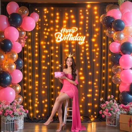 Wish Care 20x10FT Black Wrinkle Free Backdrop Curtains with Lights String for Parties - Photo Curtain Backdrop with Lights for Wedding Decorations, Bridal Baby Shower Birthday Party Photography - Image 7