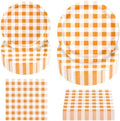 180Pcs Orange Gingham Party Supplies Paper Plates and Napkins Serve 60 by Hpscdyo