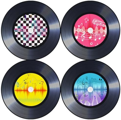 60PCS Record Paper Placemats Disposable 13.7 Inch Rock and Roll Vinyl Record Place Mats Vintage Musical Theme Round Table Mats for Dinner Table Decor Birthday 50s Theme Rock Music Party Supplies by Tarklanda