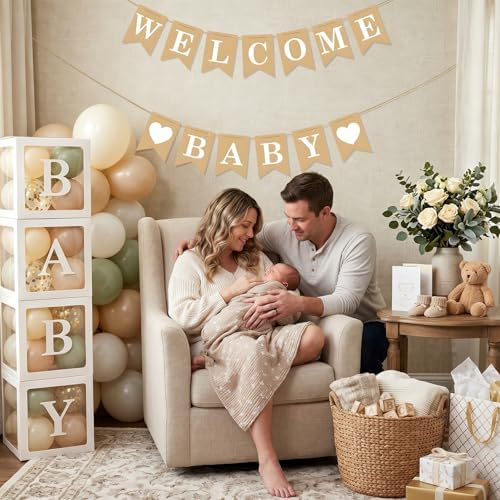 Welcome Baby Banner – Rustic Baby Shower Decorations, Gender Neutral Baby Shower Decor, Pre-Strung Shower Sign, Baby Boy Banner for Party Wall Backdrop - Image 6