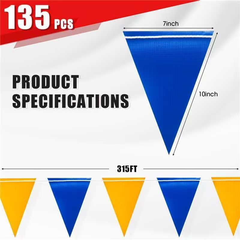 Safety Warning Pennant Banner Flags(BLUE+YELLOW,135pcs,315FT) - Image 2
