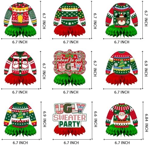 Christmas Ugly Sweater Party Decorations Honeycomb Centerpiece - Image 4