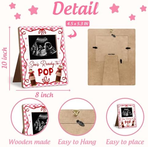 Retro Soda Fountain Baby Shower Decor Frame, She's Ready to Pop Baby Shower Decorations, New Mom Expecting Parents-to-Be Keepsake Gifts, Pregnancy Milestone Keepsake, Gender Reveal Gifts - Image 2