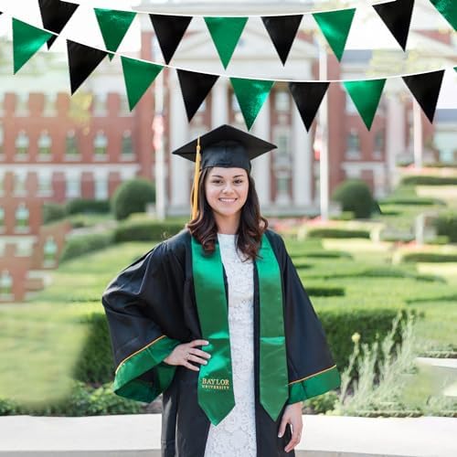 Black Green Party Decorations Metallic Fabric Triangle Pennant Banner Flag Bunting Garland for Video Game Soccer Birthday Graduations Wedding Bachelorette Halloween Outdoor Holiday Party Supplies - Image 4