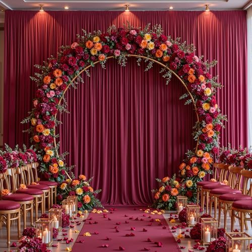 20x12ft Burgundy Backdrop Curtain Panels for Parties - Wrinkle Free Polyester Photo Curtain Backdrop Wedding Back Drop Fabric Drapes for Party Decorations Background for Photography - Image 5