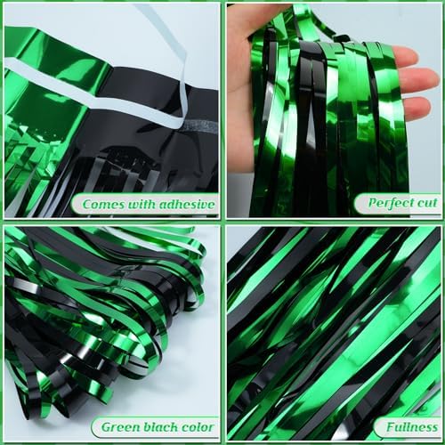 6Pack 3.3Ft x 6.6Ft Graduation Foil Fringe Curtain Backdrop Decorations, Green Black Metallic Tinsel Foil Streamers Curtain Photo Booth Background for Graduation Prom Wedding Birthday Party Decoration - Image 4