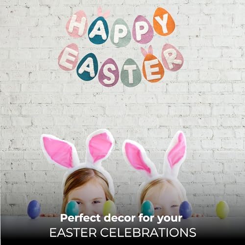 Folkulture Easter Garland (6 ft) | Premium Wool Felt Bunny Garland for Easter Decorations, Outdoor Spring Party & Home Décor | Easy to Hang, Adjustable Happy Easter Banner Or Garland for Mantle, Wall - Image 2