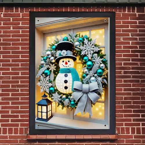 BlissYard Christmas Snowman Window Cover 31x47 Inch Polyester - Image 5