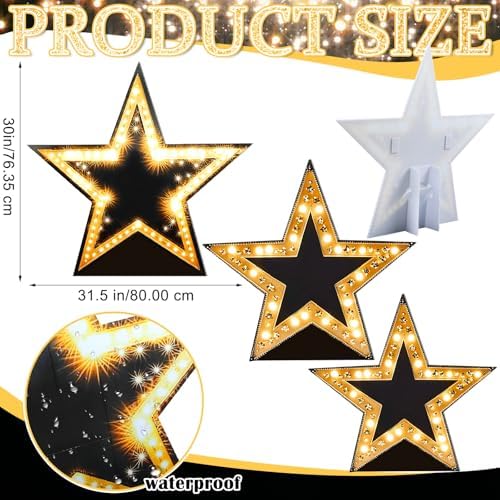 3 Pcs 26-31.5" Star Starry Night Movie Night Party Decorations Large Cutout - Image 2