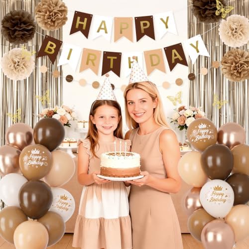 Brown Birthday Decorations for Women Girls with Butterfly Stickers - Image 5
