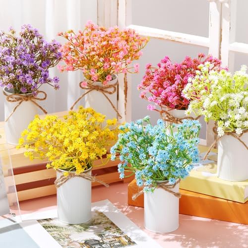 Wavwavw 6 Set Babys Breath Artificial Flowers Centerpieces for Tables - Image 2
