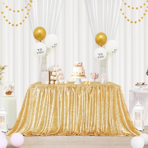 Eternal Beauty Gold 48x72 Inch New Years Eve Sequin Tablecloth by EternalBeauty