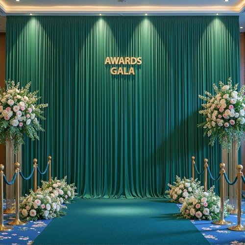 20x10ft Hunter Green Backdrop Curtain Panels for Parties - Wrinkle Free Polyester Photo Curtain Backdrop Wedding Back Drop Fabric Drapes for Party Decorations Background for Photography - Image 3