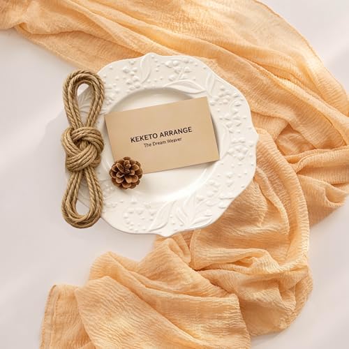 Deep Beige Cheesecloth Table Runner 120 Inches Fall Party Home Decorations - Image 5