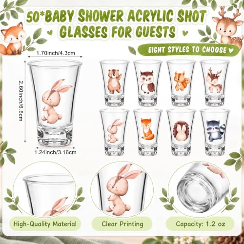50 Sets Baby Shower Favors Shot Glasses Keychain Gifts, Safari, Mixed - Image 2
