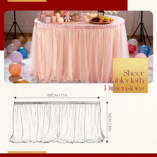 THARAHT Tulle Table Skirt 6FT 180CM Long for Rectangle Tables Round Tables Ruffle Desk Skirt for Princess Girls Birthday Party Cake Dessert Decorations Table Skirt - Image 2