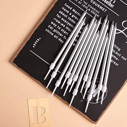 PHD CAKE Silver Long Thin Metallic Birthday Candles, Cake Candles, Birthday Parties, Wedding Decorations, Party Candles - Image 3