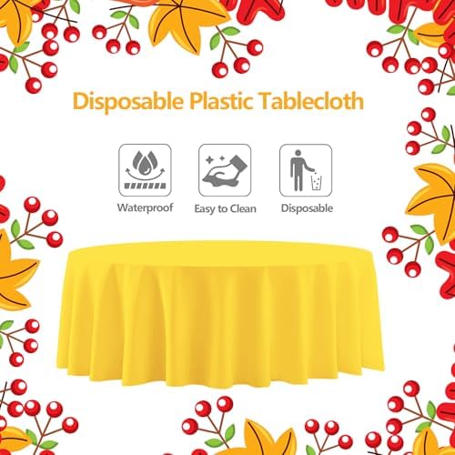 12 Pack Fall Plastic Round Tablecloths, 84 Inch - Image 2