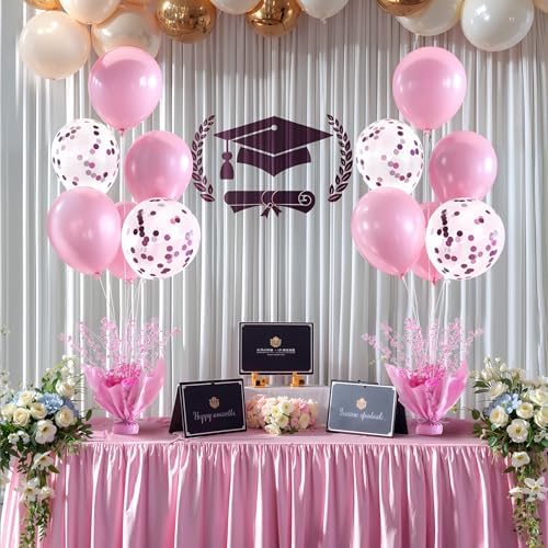 6 Set Pink Table Balloons Foil Spray Centerpiece with Pink and Confetti Balloons Stand Kit for Birthday Party Girls Baby Shower Wedding Bridal Shower Prom Graduation Table Decorations - Image 5