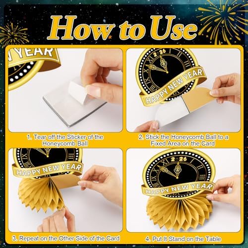 JULMELON 8PCS Happy New Year 2026 Decorations, Honeycomb Centerpieces - Image 3