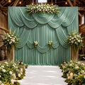40ft x 10ft Wrinkle Free Sage Green Backdrop Curtains for Parties, 8 Panels 5x10ft Thick Fabric Photo Backdrop Drapes for Wedding Party Background Birthday Decoration by ENJOYYOURPARTY