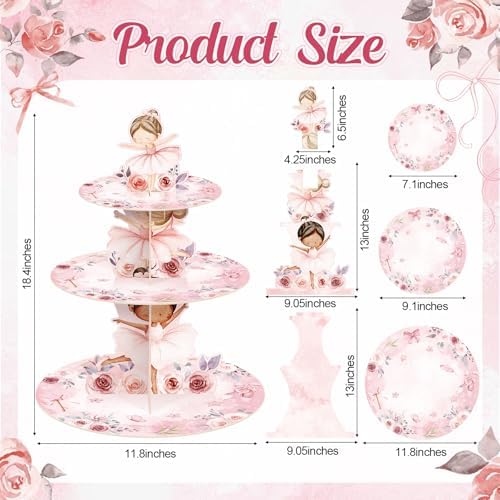 3 Tier Ballerina Party Decoration Ballerina Cupcake Stand - Image 2