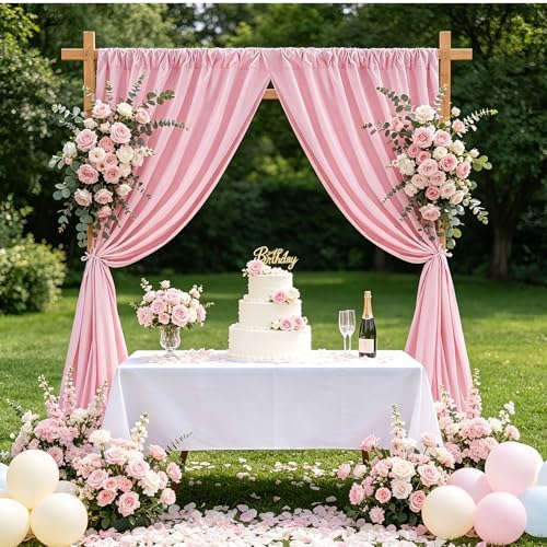 Pink Backdrop Curtains 10ftx10ft Birthday Polyester Photo Drapes - Image 5