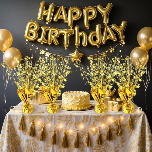 12 Pcs Metallic Foil Spray Centerpiece Party Star Table Decoration Brust Glitter Table Topper Decor for Birthday Graduation Holiday Christmas Dining Celebration New Year Party Supplies, Gold - Image 5