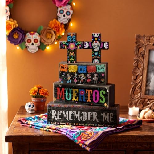 Moucuny 4 Pcs Day of the Dead Table Decor Dia De Los Muertos Decoration - Image 4