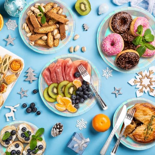 200 pieces of silver party supplies, disposable tableware set, silver paper plates, cups, napkins, plastic knives, forks and spoons, for 25 people - Image 4