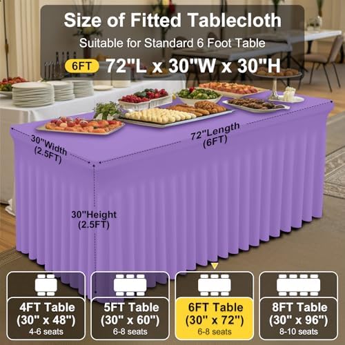 Smiry 2 Pack Spandex Elastic Fitted Table Cloth Skirt for 6FT Table - Image 4