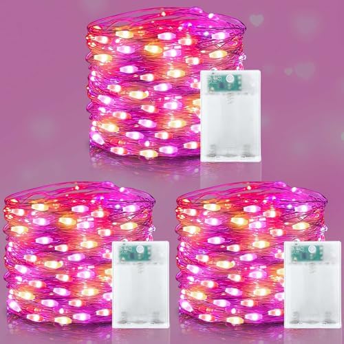 3 Pack Valentines Day Decorations Total 49.2 Ft 150 LED Valentines Lights by TURNMEON