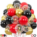 100pcs Black Gold Red Balloons, 12inch Red Black and Metallic Gold Confetti Balloons for Birthday, Anniversary, Casino Night, Graduation, Hollywood Movie Night Party Decorations by ZizasAry