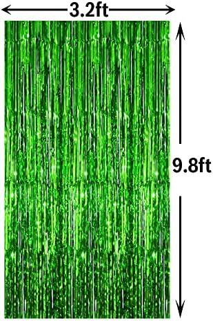 GOER 3.2 ft x 9.8 ft Metallic Tinsel Foil Fringe Curtains Party Photo Backdrop Party Streamers for St. Patrick's Day,Graduation,New Year Eve Decorations Christmas Wedding Decor (Green,5 Packs) - Image 5