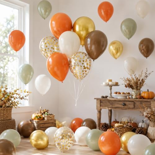 Green Orange Brown Balloons, 50Pcs Fall Balloon for Thanksgiving Party Home - Image 5