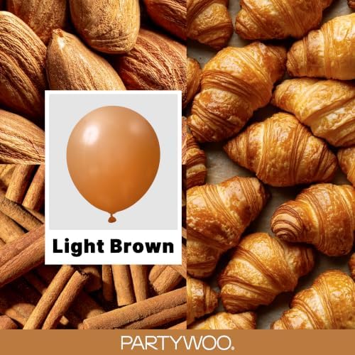 PartyWoo Boho Neutral Light Brown Balloons 140pcs Coffee Different Sizes - Image 2