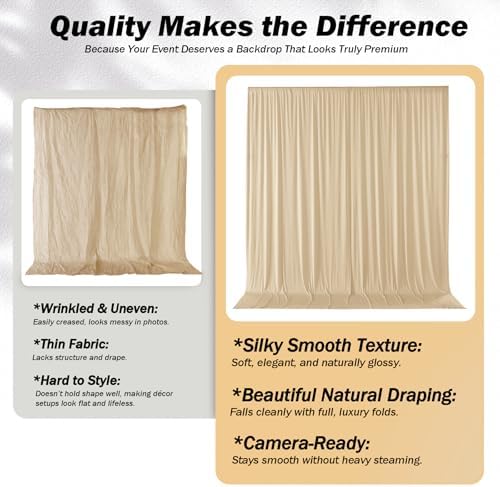 50x12 ft Champagne Backdrop Curtains for Weddings, Birthdays and Photos - Image 3