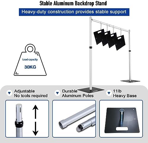 Hecis Double Backdrop Stand Heavy Duty,10x10ft Double Crossbar Pipe and Drape Stand, Adjustable Aluminium Flower Wall Backdrop, Back Drop Stand for Party Event, Trade Shows & Wedding Decor - Image 6
